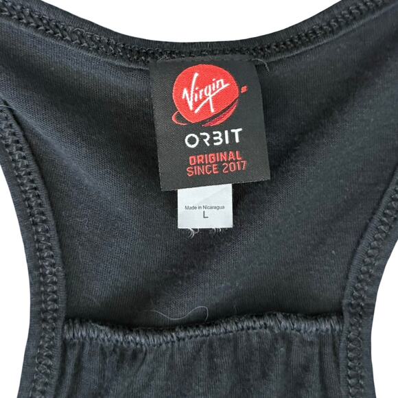 Virgin Orbit Pocket Art Black Red Tank Top Aerospace Space sz L Limited Edition - Picture 5 of 9